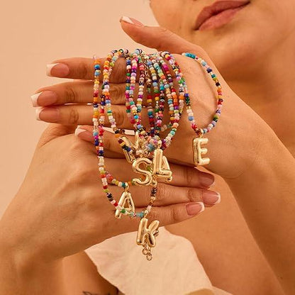 💜LAST DAY PROMOTION - 50%OFF💜 Letter Beaded Necklace for Women🔤A-Z