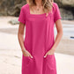 💕Last Day Promotion 48% OFF👗Women's Casual Square Neck Pocket Short Sleeve Dress with Pockets