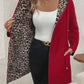 Hooded double-faced leopard print coat