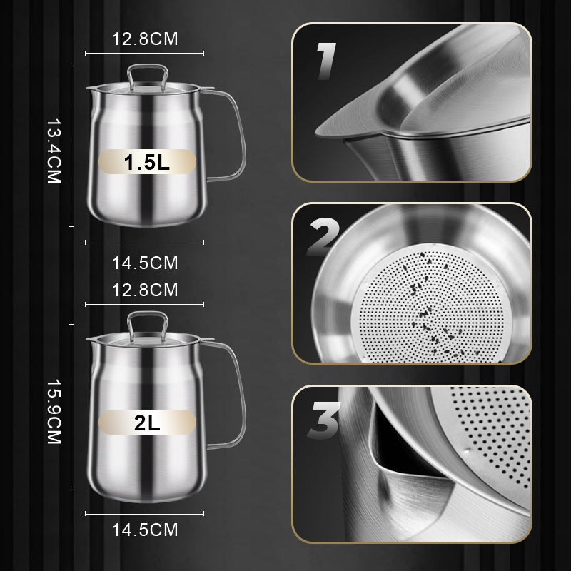 🎅 Winter Frenzy - Half Price 🎊 Large Capacity 304 Stainless Steel Multi-Purpose Oil Filter Container.