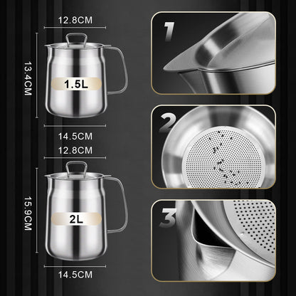 🎅 Winter Frenzy - Half Price 🎊 Large Capacity 304 Stainless Steel Multi-Purpose Oil Filter Container.