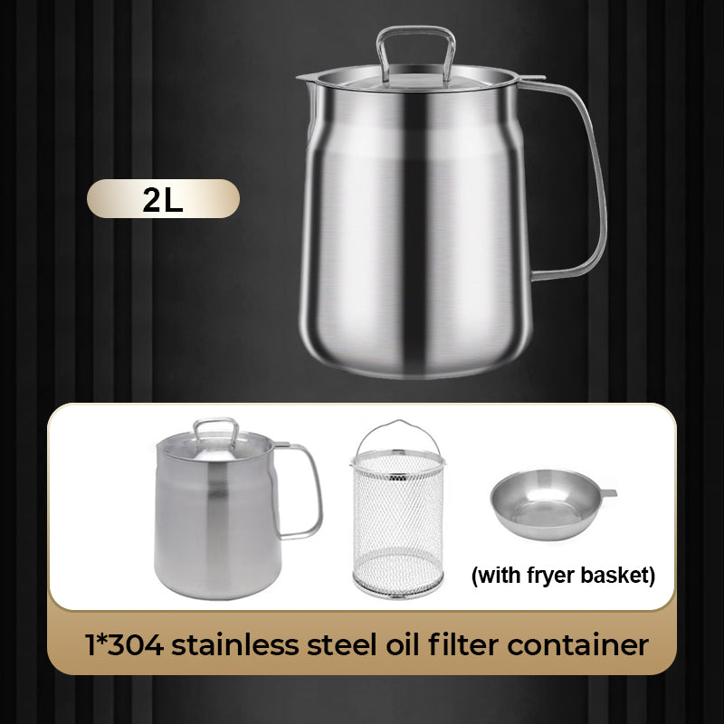 🎅 Winter Frenzy - Half Price 🎊 Large Capacity 304 Stainless Steel Multi-Purpose Oil Filter Container.