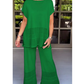 💕Free shipping on two pieces💕Women’s Solid Color Two-Piece Short Sleeve Top & Pants Set