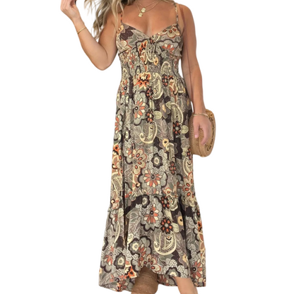 🌸Women’s Sexy Spaghetti Strap Floral Print Long Dress