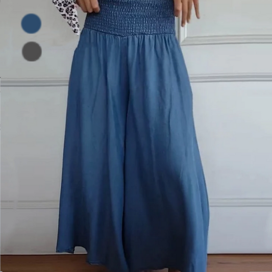 💥60% korting voor beperkte tijd💥Dames Trendy Hoge Taille Wijde Been Jeans met Zakken