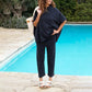 LIMITED TIME SALE🔥WOMEN'S 2 PIECE OUTFITS 3/4 BATWING SLEEVE PULLOVER TOP WIDE LEG PANTS LOUNGE SET
