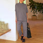 LIMITED TIME SALE🔥WOMEN'S 2 PIECE OUTFITS 3/4 BATWING SLEEVE PULLOVER TOP WIDE LEG PANTS LOUNGE SET