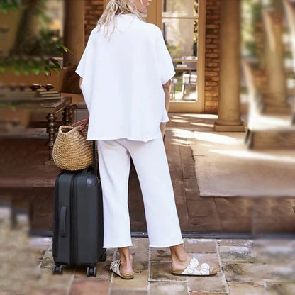 LIMITED TIME SALE🔥WOMEN'S 2 PIECE OUTFITS 3/4 BATWING SLEEVE PULLOVER TOP WIDE LEG PANTS LOUNGE SET