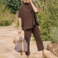 LIMITED TIME SALE🔥WOMEN'S 2 PIECE OUTFITS 3/4 BATWING SLEEVE PULLOVER TOP WIDE LEG PANTS LOUNGE SET