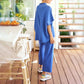 LIMITED TIME SALE🔥WOMEN'S 2 PIECE OUTFITS 3/4 BATWING SLEEVE PULLOVER TOP WIDE LEG PANTS LOUNGE SET