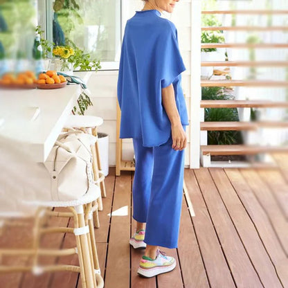 LIMITED TIME SALE🔥WOMEN'S 2 PIECE OUTFITS 3/4 BATWING SLEEVE PULLOVER TOP WIDE LEG PANTS LOUNGE SET