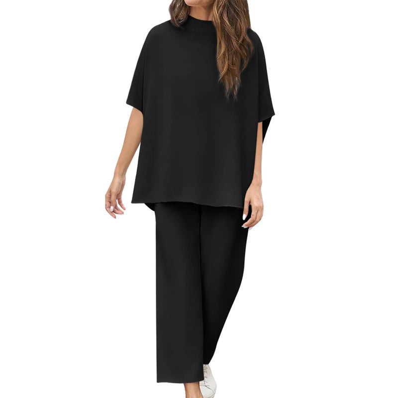 LIMITED TIME SALE🔥WOMEN'S 2 PIECE OUTFITS 3/4 BATWING SLEEVE PULLOVER TOP WIDE LEG PANTS LOUNGE SET