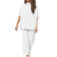 LIMITED TIME SALE🔥WOMEN'S 2 PIECE OUTFITS 3/4 BATWING SLEEVE PULLOVER TOP WIDE LEG PANTS LOUNGE SET