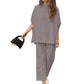 LIMITED TIME SALE🔥WOMEN'S 2 PIECE OUTFITS 3/4 BATWING SLEEVE PULLOVER TOP WIDE LEG PANTS LOUNGE SET