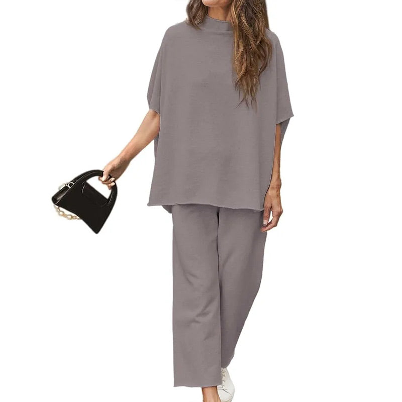 LIMITED TIME SALE🔥WOMEN'S 2 PIECE OUTFITS 3/4 BATWING SLEEVE PULLOVER TOP WIDE LEG PANTS LOUNGE SET