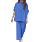 LIMITED TIME SALE🔥WOMEN'S 2 PIECE OUTFITS 3/4 BATWING SLEEVE PULLOVER TOP WIDE LEG PANTS LOUNGE SET