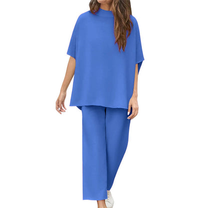 LIMITED TIME SALE🔥WOMEN'S 2 PIECE OUTFITS 3/4 BATWING SLEEVE PULLOVER TOP WIDE LEG PANTS LOUNGE SET