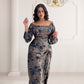 Side Drawstring Printed Maxi Dress