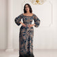 Side Drawstring Printed Maxi Dress
