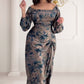 Side Drawstring Printed Maxi Dress