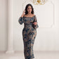 Side Drawstring Printed Maxi Dress
