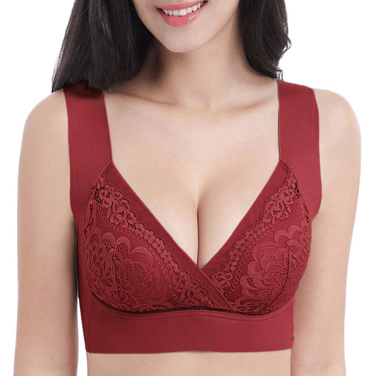 [Special Gift]  👙Comfort Extra Elastic Crossed Wireless Support Lace Bra for Plus Size