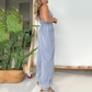 Women's Deep V-Neck Denim Jumpsuit