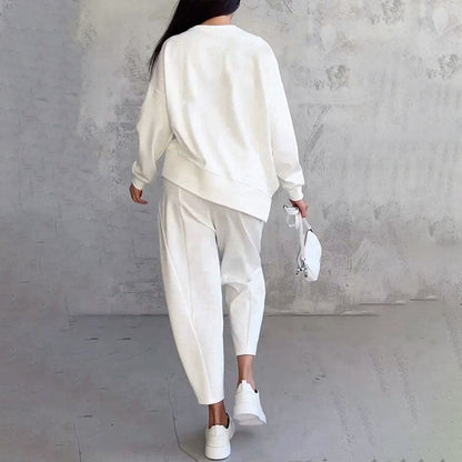💥Limit Time 50% OFF 💕🤍Round-Neck Long-Sleeved Top ＆ Pants 2-Piece Set
