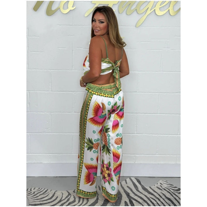 🔥New Arrival- 60% OFF💝Spaghetti Strap Printed Top & Loose Women's Pants 2-Piece Set