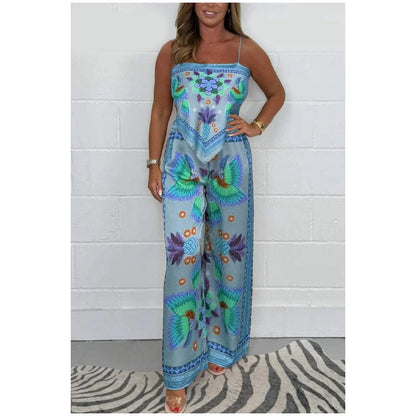 🔥New Arrival- 60% OFF💝Spaghetti Strap Printed Top & Loose Women's Pants 2-Piece Set