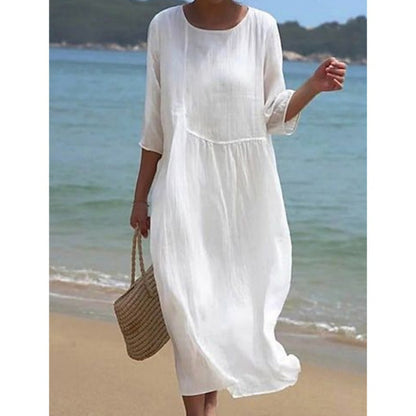 Women's Casual Cotton Linen Long Dress