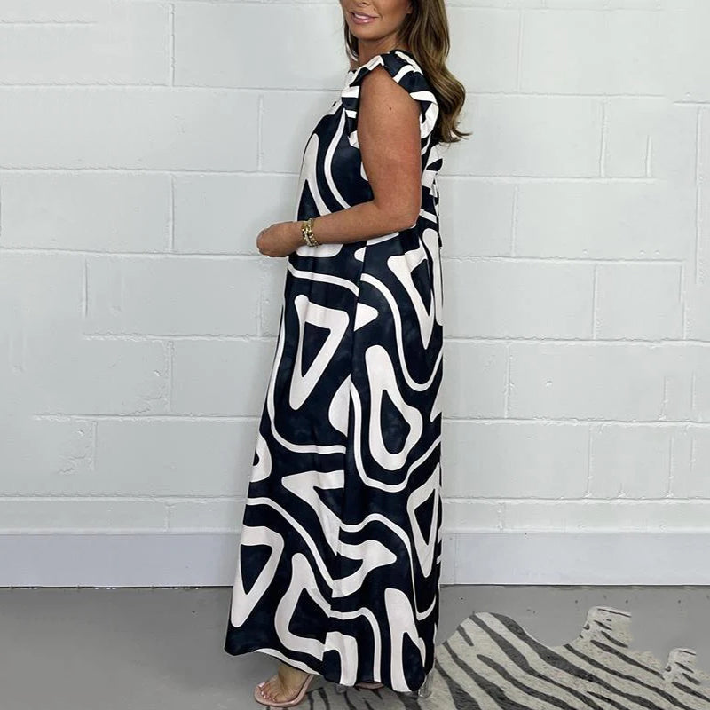 Limited Offer 50% OFF✨Ruffled Geometric Print Jumpsuit✨Women's Summer Wide-Leg Casual Wear