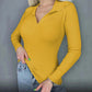 Women's Long-Sleeve V-Neck Fitted Ribbed Knit Top