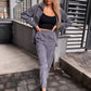 Lapel Button-Down Tops ＆ Long Pants 2-Piece Set