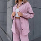 Lapel Button-Down Tops ＆ Long Pants 2-Piece Set