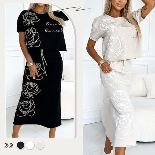 Women's casual two-piece floral T-shirt and mid-length skirt set ❤️‍🔥Hot Sale 49% OFF🔥