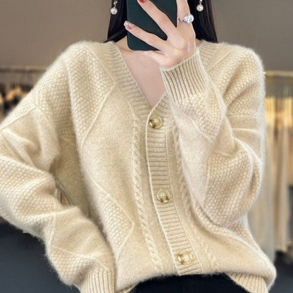 🔥HOT SALE🔥Women's Loose Slouchy Faux Cashmere Button Front Cardigan Sweaters