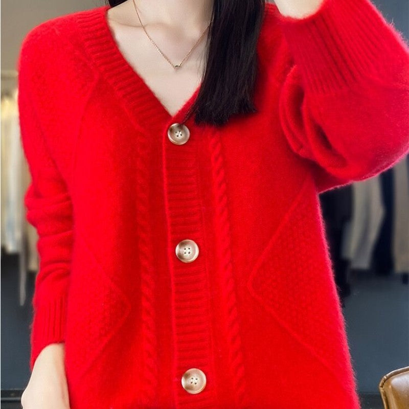 🔥HOT SALE🔥Women's Loose Slouchy Faux Cashmere Button Front Cardigan Sweaters