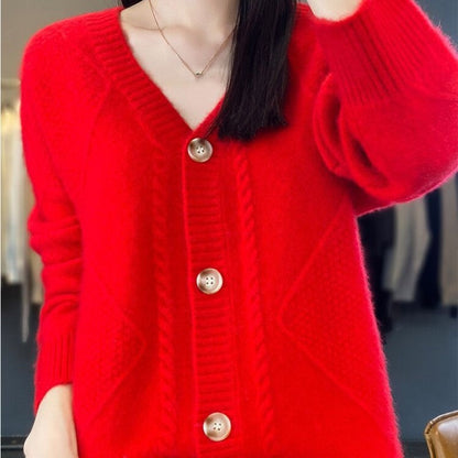 🔥HOT SALE🔥Women's Loose Slouchy Faux Cashmere Button Front Cardigan Sweaters