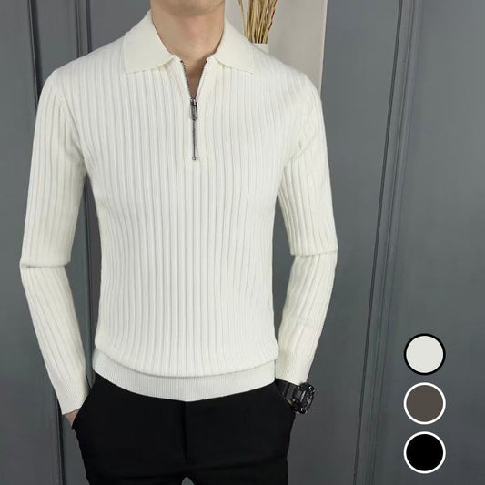 [Men’s Gift] Men’s Half Zip Pullover Lapel Collar Casual Knit Top