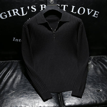 [Men’s Gift] Men’s Half Zip Pullover Lapel Collar Casual Knit Top