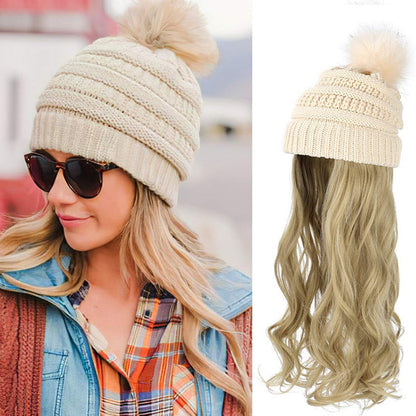 Best Gift for Her - New Warm Detachable One-Piece Big Wave Wig Knit Hat