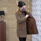 Women's Single Breasted Mid-Length Coat with Plush Lining