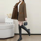Women's Single Breasted Mid-Length Coat with Plush Lining
