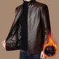 (🔥Hot Sale - 50% OFF🔥)Men’s Warm Plush Lining Leather Jacket Coat - Gift for Him!