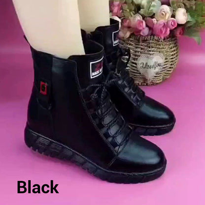 Soft leather waterproof velvet boots