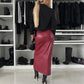 Women's Elegant Sexy High-waist Thigh-slit Leather Skirt