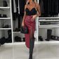 Women's Elegant Sexy High-waist Thigh-slit Leather Skirt