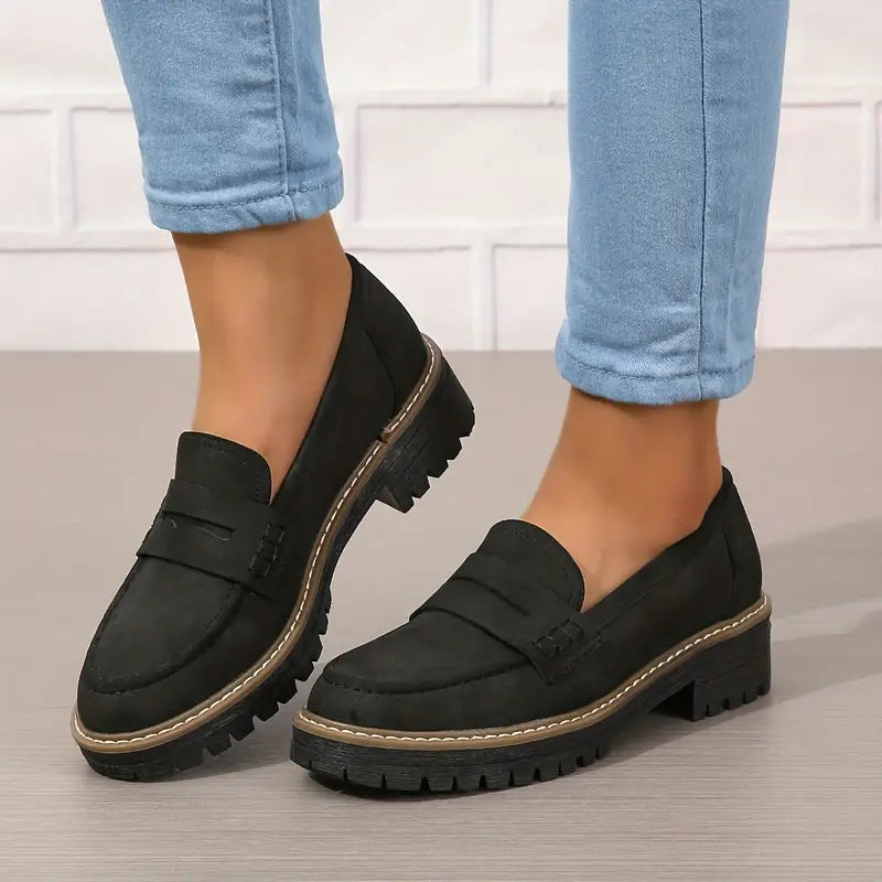 👢Women's Comfortable Chunky Slip On Platform Loafers