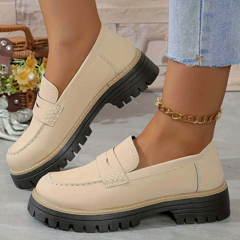 👢Women's Comfortable Chunky Slip On Platform Loafers
